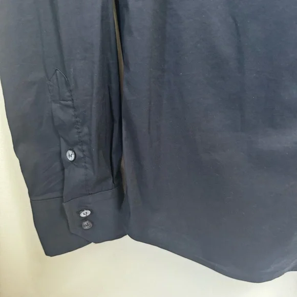 D & G Dolce & Gabbana Logo Cotton Trim Button Top Shirt Long Sleeve Black 54 - Picture 8 of 16